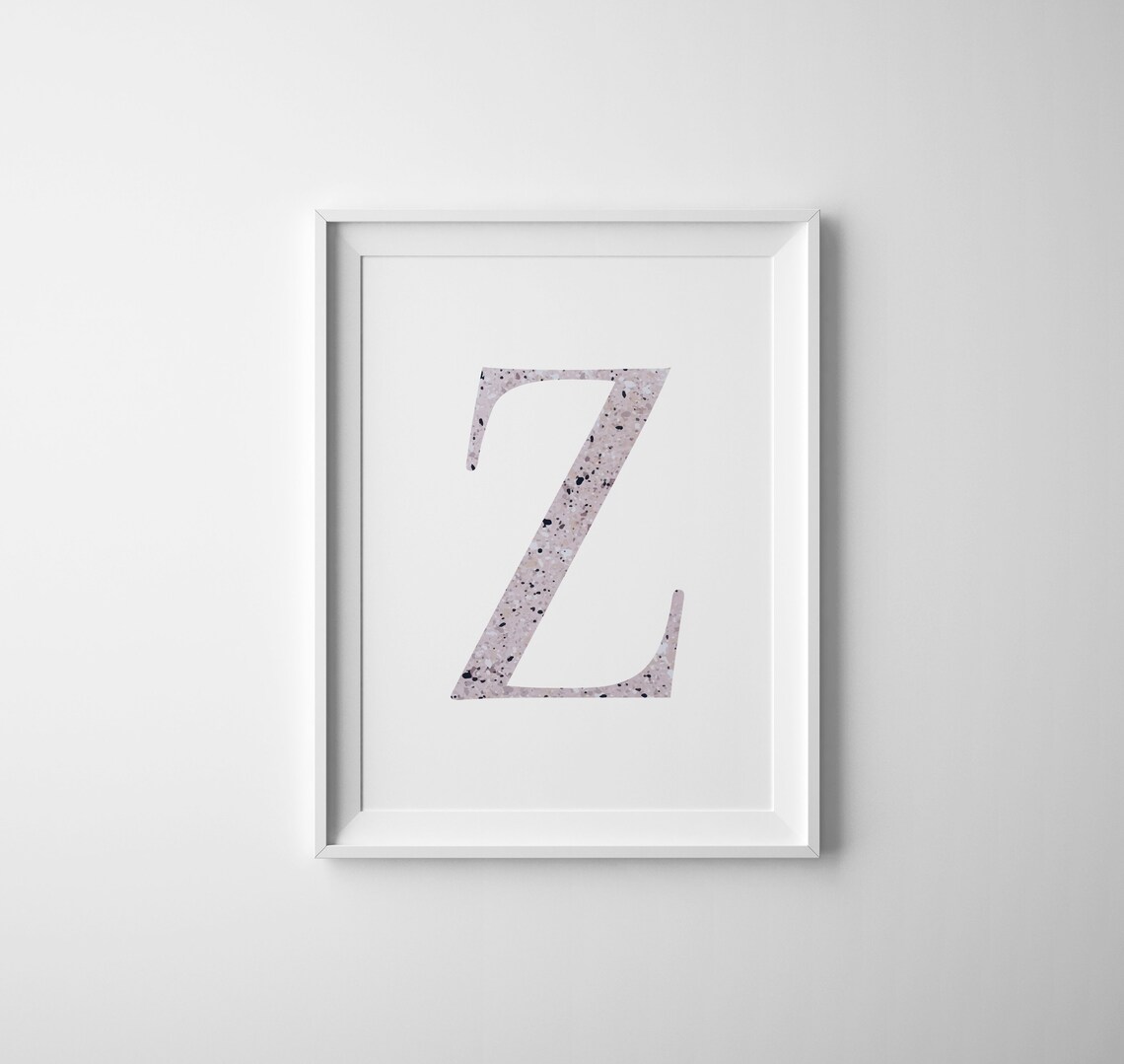 Letter Z Monogram Pink Printable Wall Art Decor Printable Art Etsy
