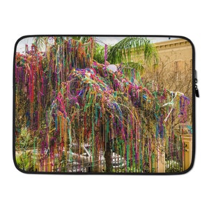 NOLA Tulane Mardi Gras Bead Tree Laptop Sleeve | New Orleans Travel Gifts