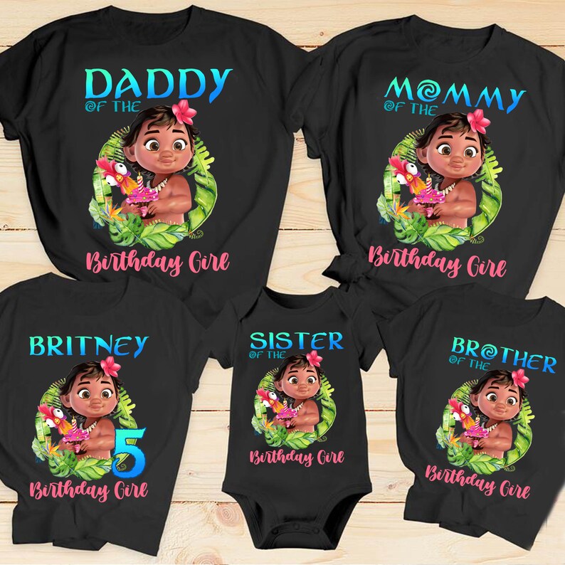 moana birthday shirts for family