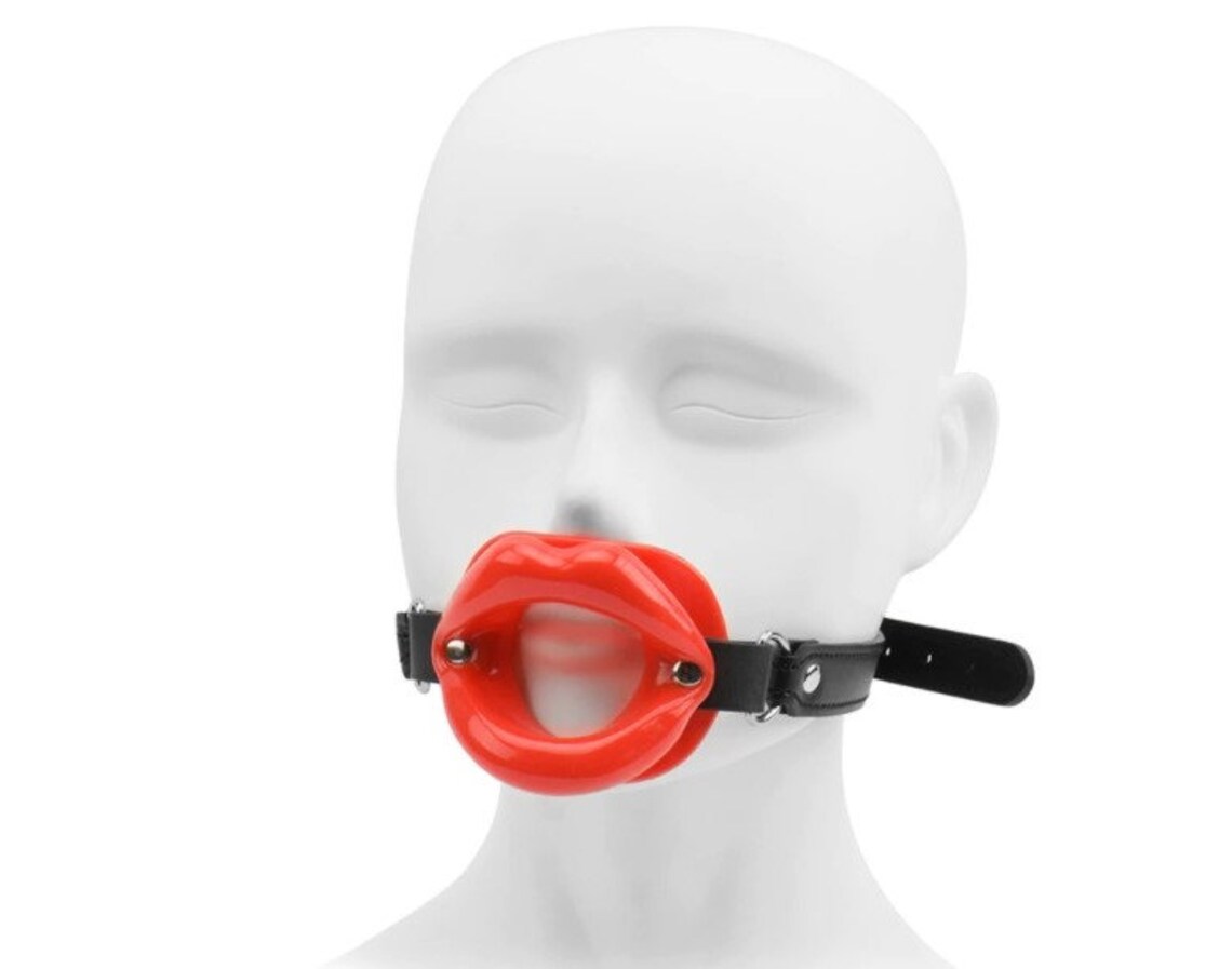Silicone Lips Gag Fetish Mouth Ball Adjustable Neck Strap Etsy