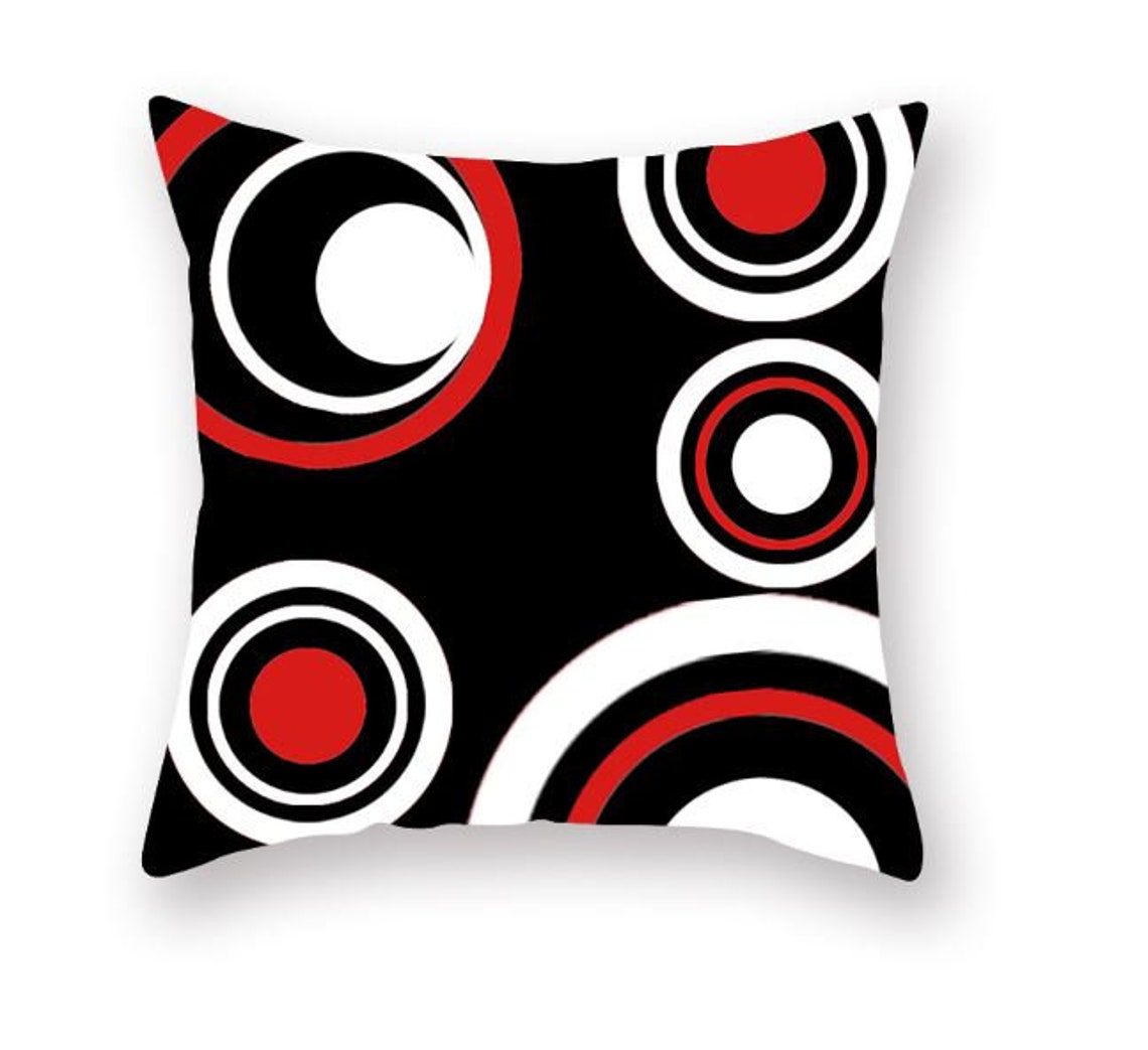 Red Black Pillow Cover With Invisible Zipper Washed Decorative Etsy