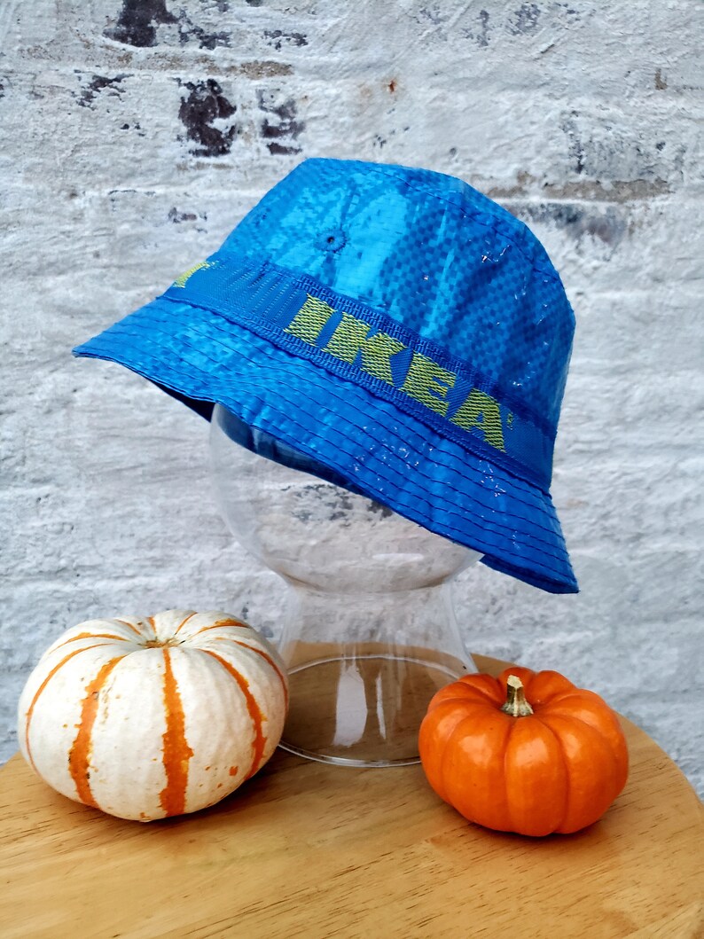IKEA Bucket Hat Handmade Cap Fashion Street Wear Blue Etsy