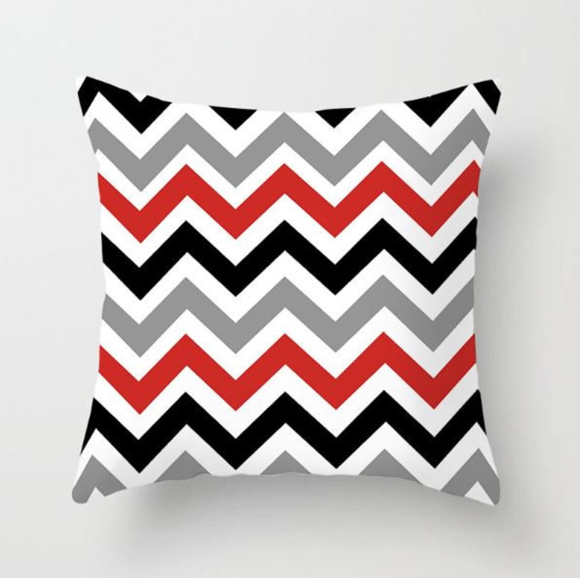 Red Black Pillow Cover With Invisible Zipper Washed Decorative Etsy