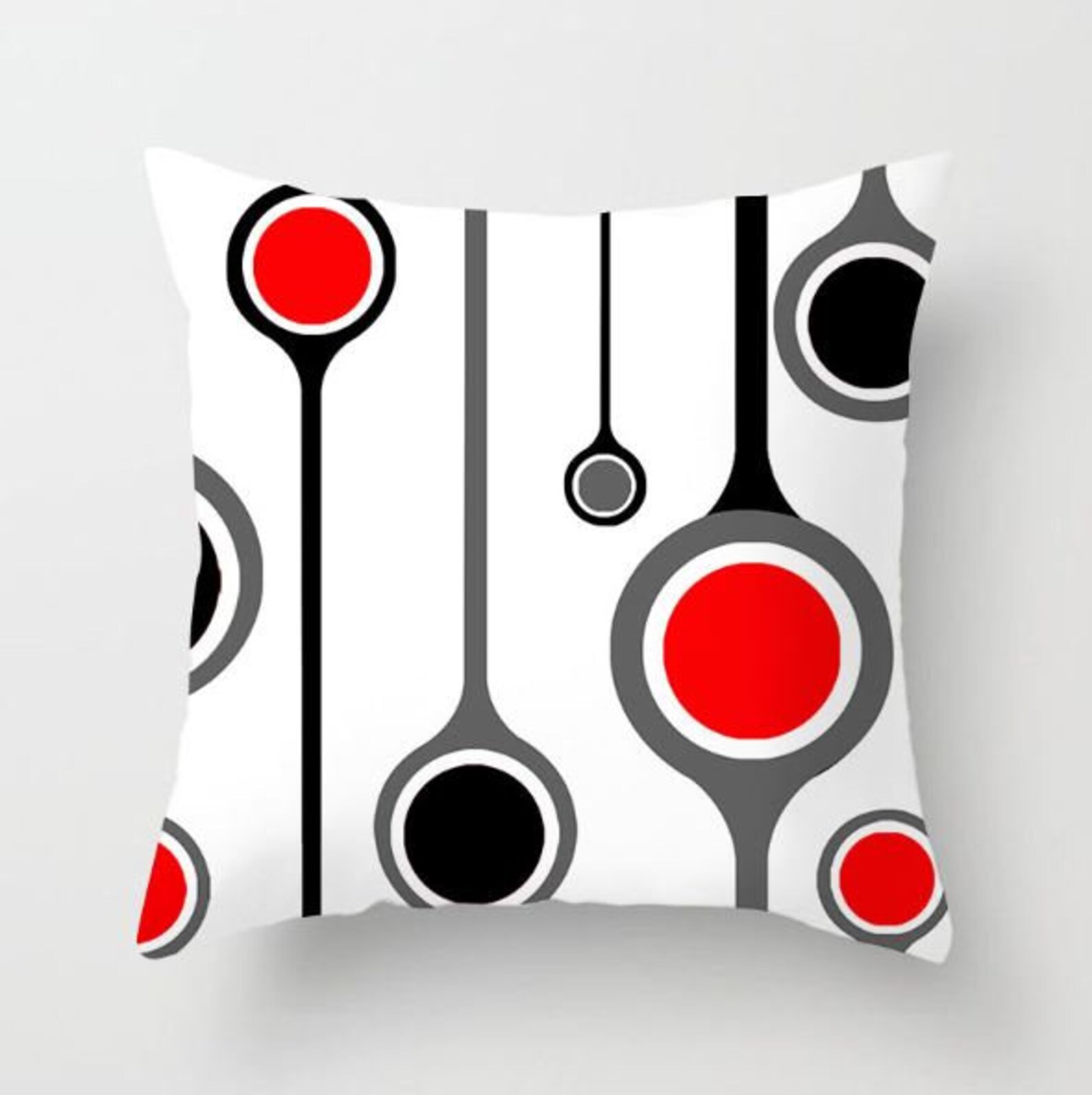 Red Black Pillow Cover With Invisible Zipper Washed Decorative Etsy