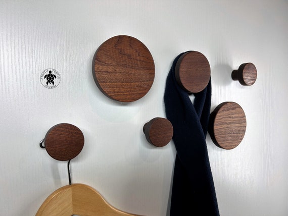 Round Wooden Wall Hook Sapele Mahogany Coat Hooks Modern Coat Rack Large Decorative Wall Hooks Entryway Hangers Large Circle Wood Knob Etsy