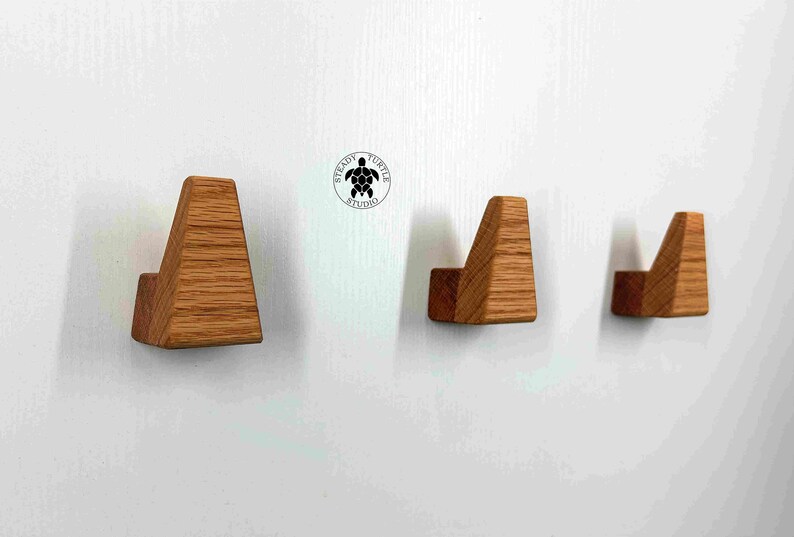 Solid Oak Bevelled Triangle Wall Hooks, Coat Hook, Modern Minimalist ...