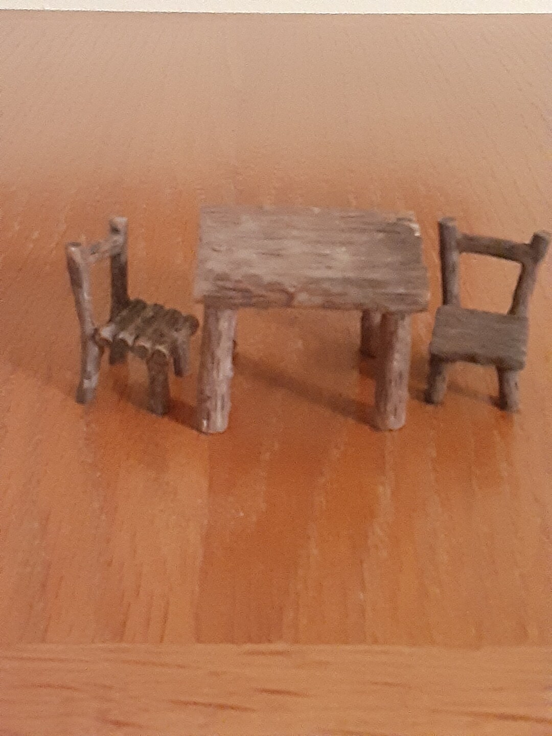 3pc Miniature Log Table and Chairs Etsy