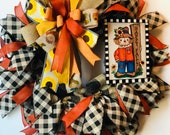Scarecrow Wreath Fall Front Door Decor Happy Fall Autumn scarecrow
