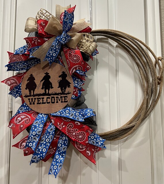Lariat Wreath lasso Wreath rustic Rope Wreath western Decor cowboy