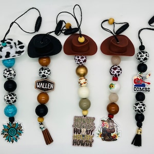 Western Car Charms, Cowboy rear view mirror decor, cute car charm