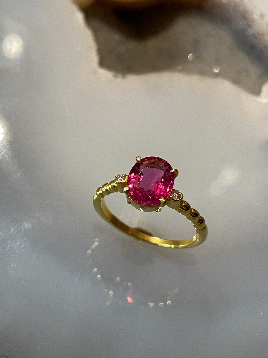 Natural Rubylite Diamonds Ring /14k Cts Natural Ruby /gift for - Etsy