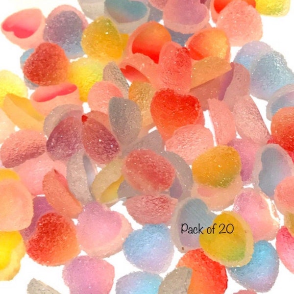 20pc-Heart gumdrop cabochon-flatback supplies-cabochon supplies-polymer clay-scrapbooking supplies-slime supplies-craft supplies-fake candy