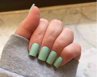 Matte Mint Nails Etsy