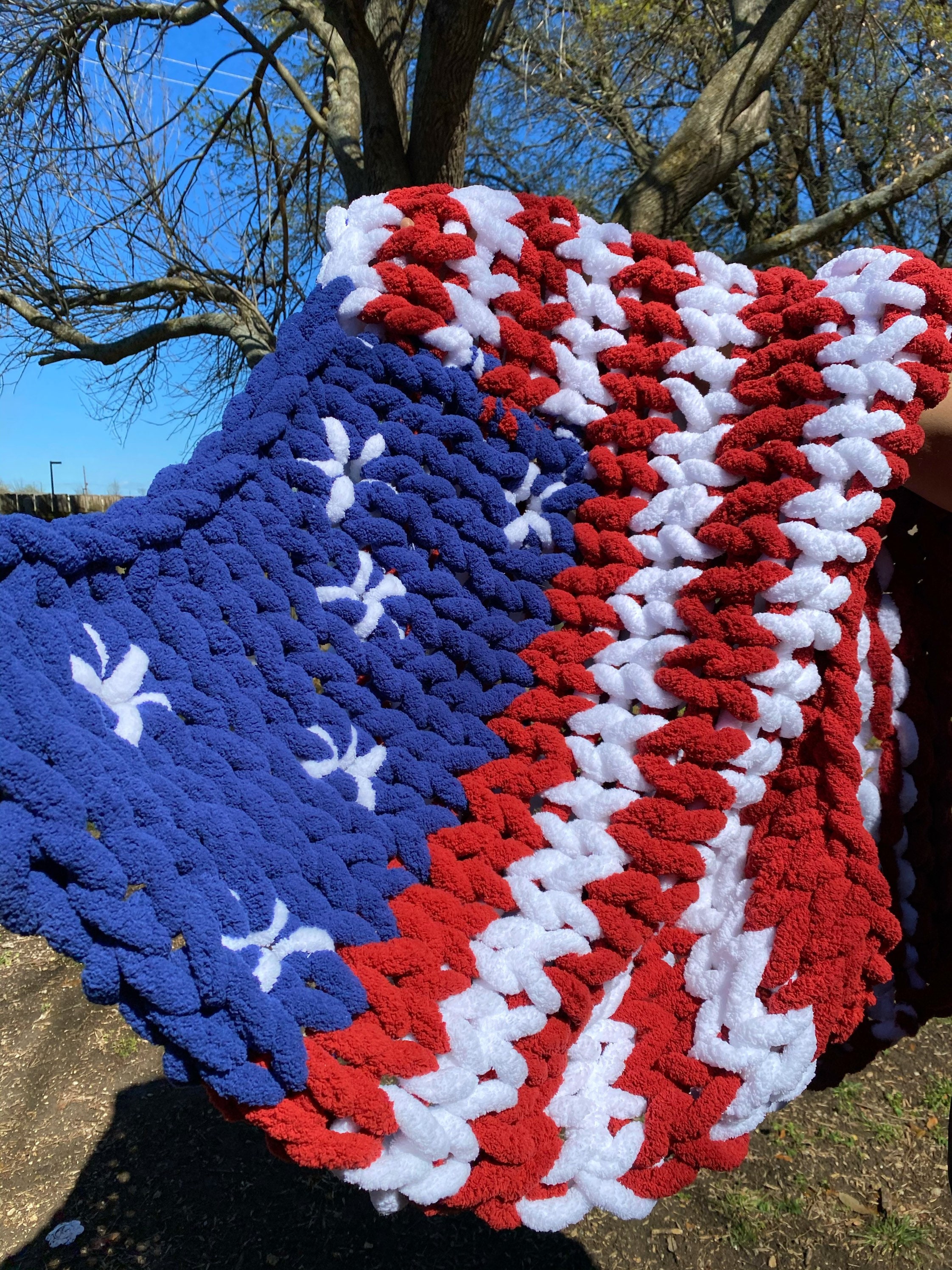 American Flag Chunky Knit Blanket Throw Blanket Varying Etsy