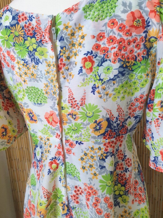 1970s 'QUAD' floral fit and flare dress. Size 12 - image 7