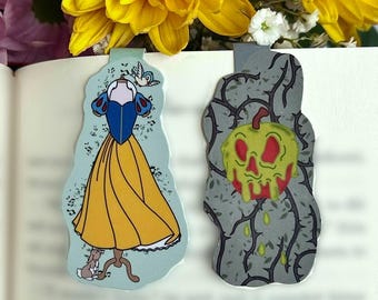 Vestido de Blancanieves o Manzana: Marcapáginas magnético y pegatinas