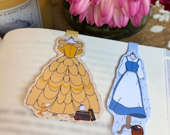 Belle Yellow or Blue dresses: Magnetic bookmarks or stickers