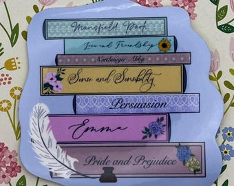 Pegatinas para pila de libros inspiradas en Jane Austen