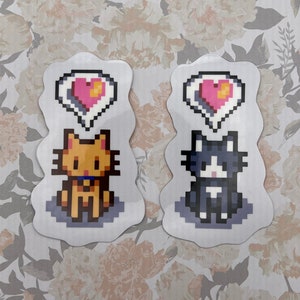 Cat Heart Sticker I Orange & Grey