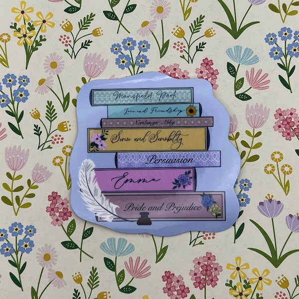 Jane Austen Inspired Book Stack Sticker