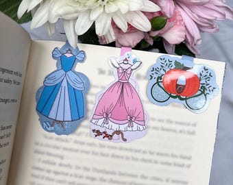 Marcapáginas y pegatinas magnéticas de Cenicienta: Vestido y carroza