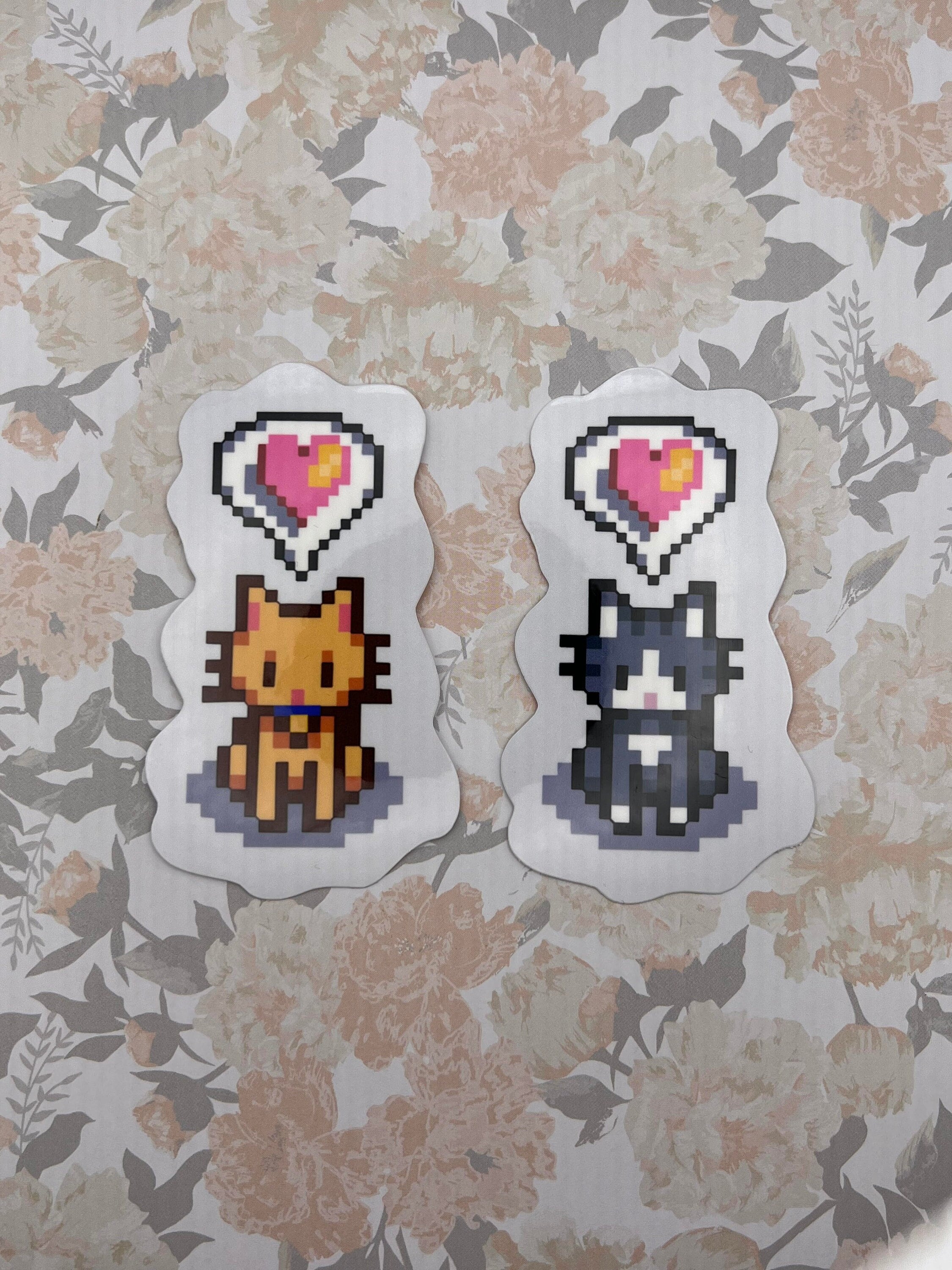 Stardew Valley Inspired Cat Heart Sticker I Orange & Grey - Etsy UK