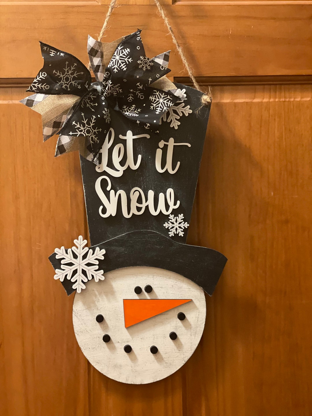 Let It Snow Snowman Door Hanger | Welcome Door Hanger | Winter Front ...