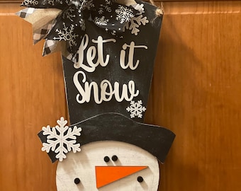 Let It Snow Snowman Door Hanger | Welcome Door Hanger | Winter Front ...