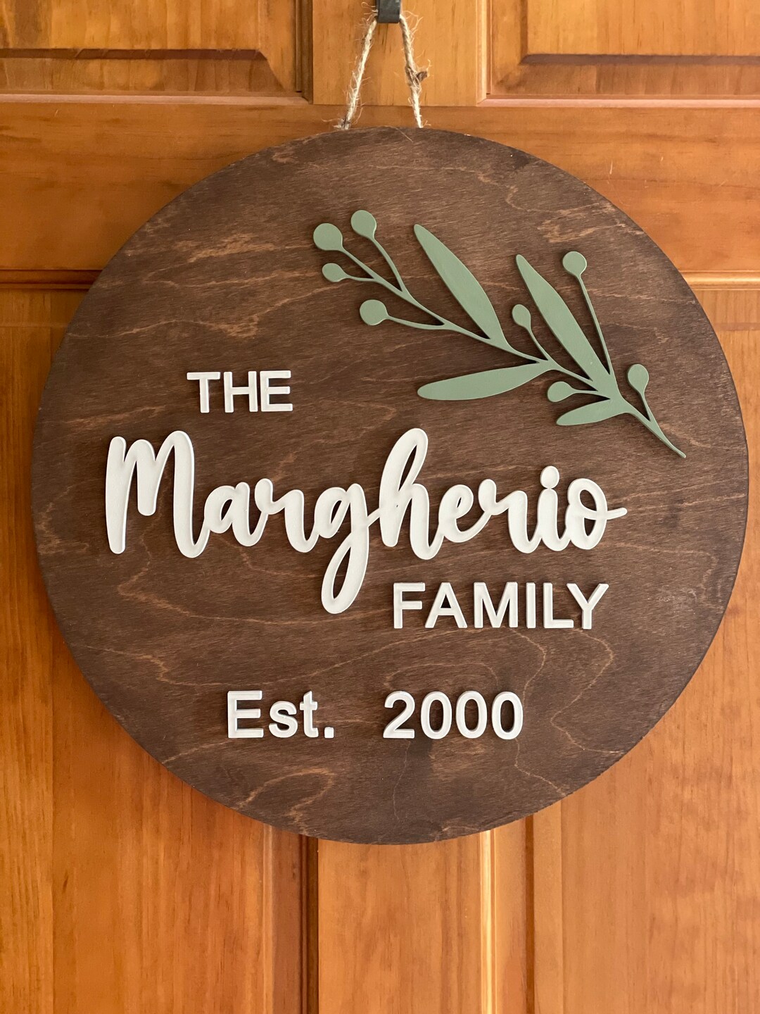 Round Family Name Door Hanger | 3D Name Sign | Front Door Decor ...