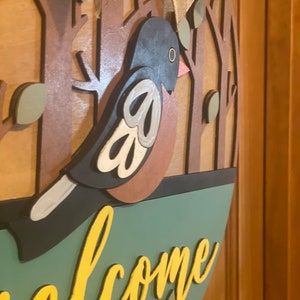 Robin Welcomesign Robin Front Door Decor | Welcome Door Hanger | 3D Lettering | Round ...