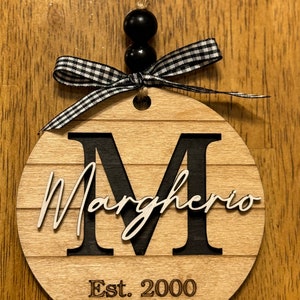 Personalized Family Name Ornament | Shiplap Farmhouse | Monogram | Initial | 2023 Christmas Ornament Custom