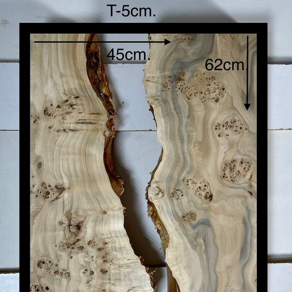 Pair of Burl Poplar for epoxy table 24.4x17.7x1.96 in" - dry slab for woodworking