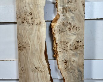 Pair of Poplar Burl Slabs for epoxy table 24.4x17.7x1.96 - dry wood for woodworking