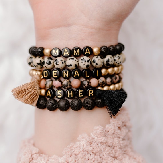 Beaded Name Bracelet Personalized Name Bracelet Alphabet Etsy