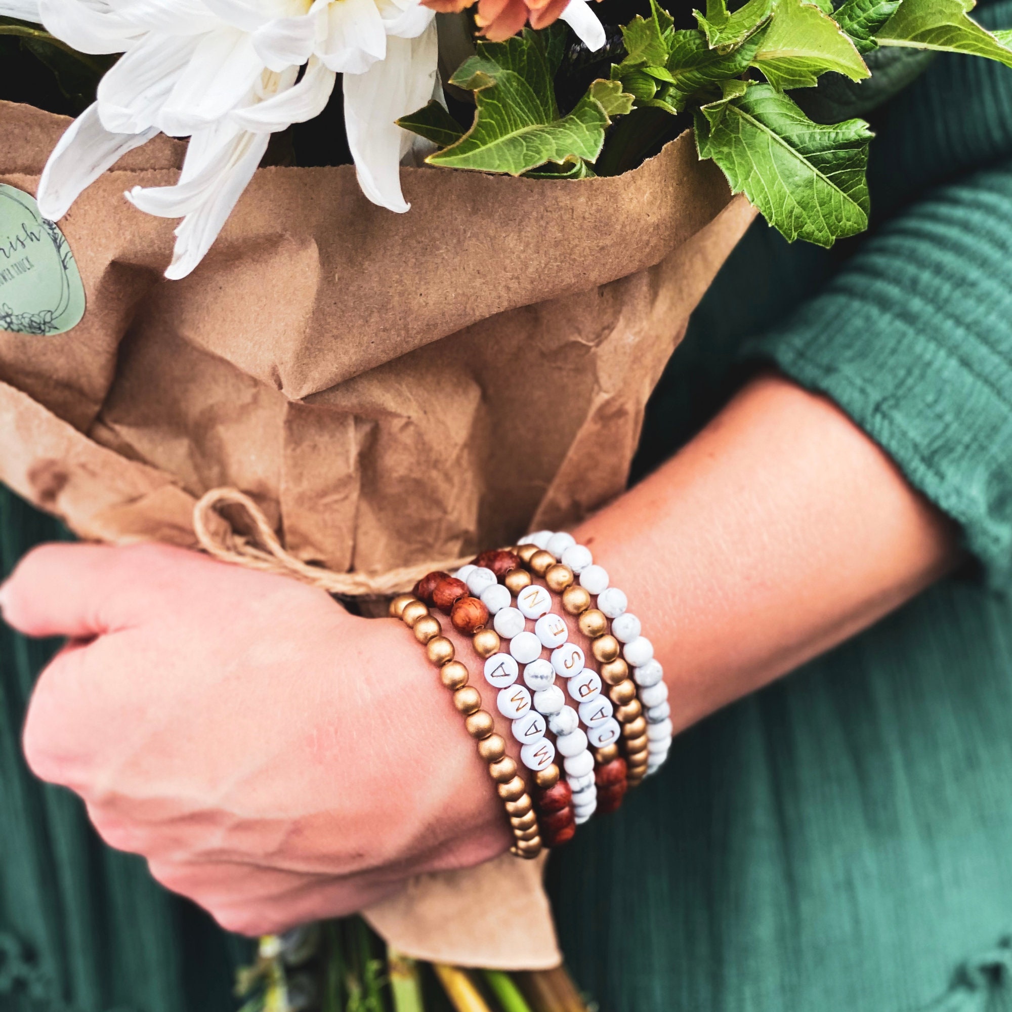 Beaded Name Bracelet Personalized Custom Beaded Name Etsy.de