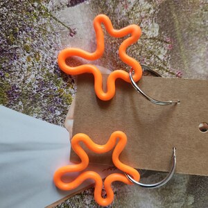 Neon Orange Retro Shape Clay Earrings