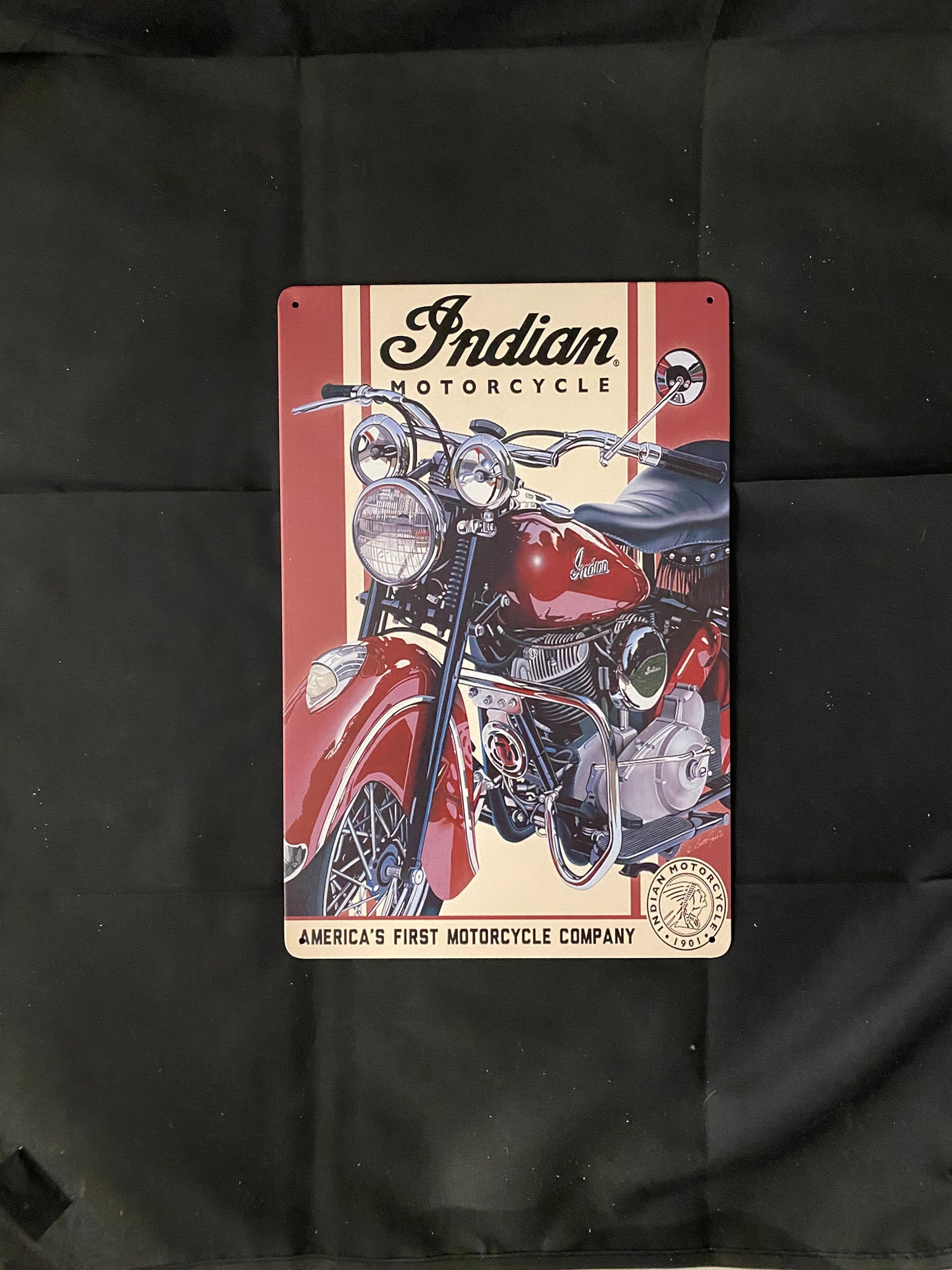 GARAGE 12" X 12" INDIAN CHIEF BLACK AND WHITE METAL SIGN MANCAVE HOME SIGN 