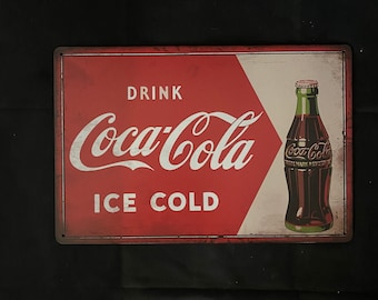VINTAGE STYLE ROUND COCA COLA SIGN Coke Soda Pop Restaurant Retro Diner Decor VINTAGE STYLE ROUND COCA COLA SIGN Coke Soda Pop Restaurant Retro Diner Decor