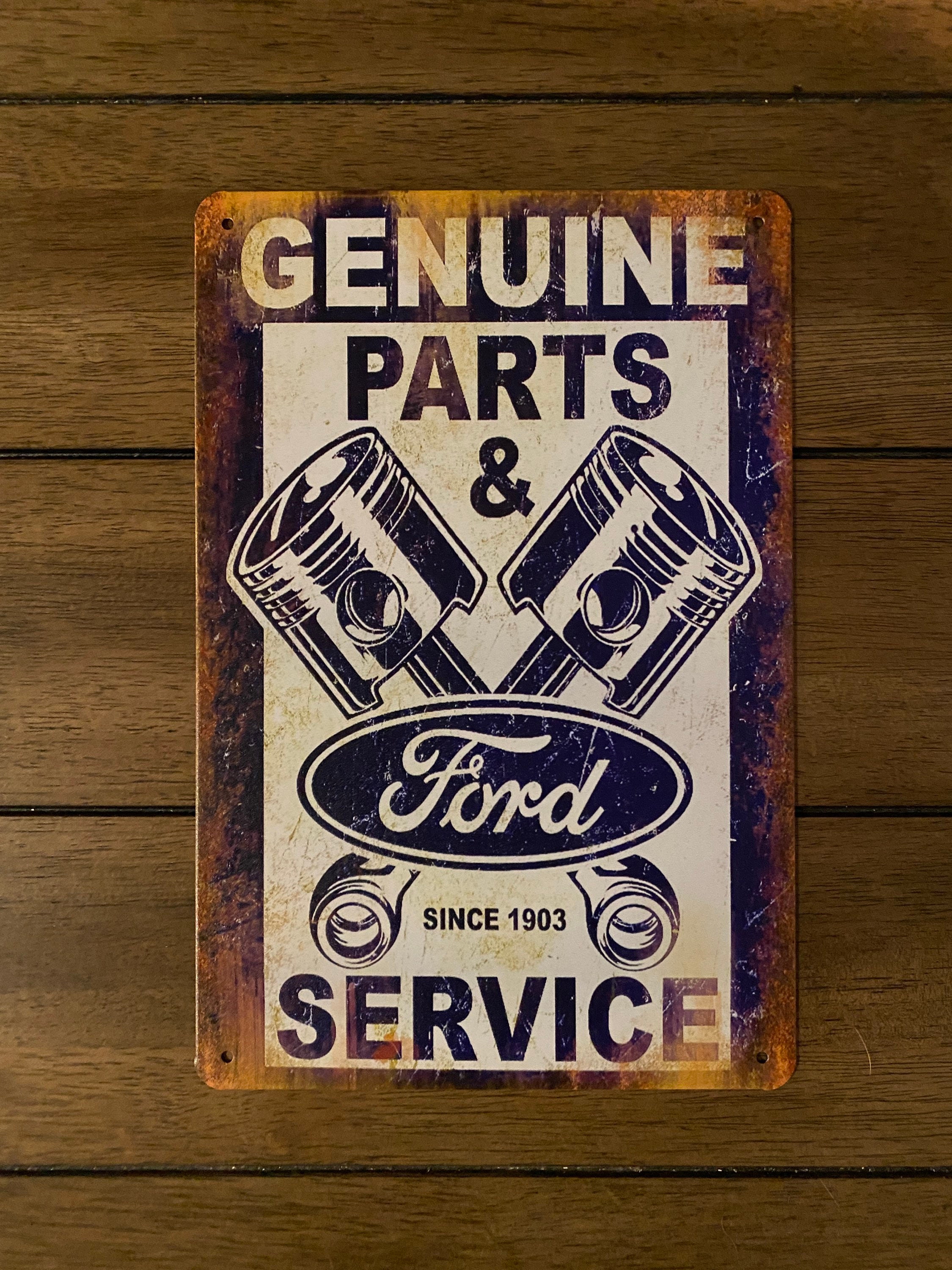 TIN SIGN Ford Genuine Parts Metal Décor Sales Service Auto Shop Garage A375 