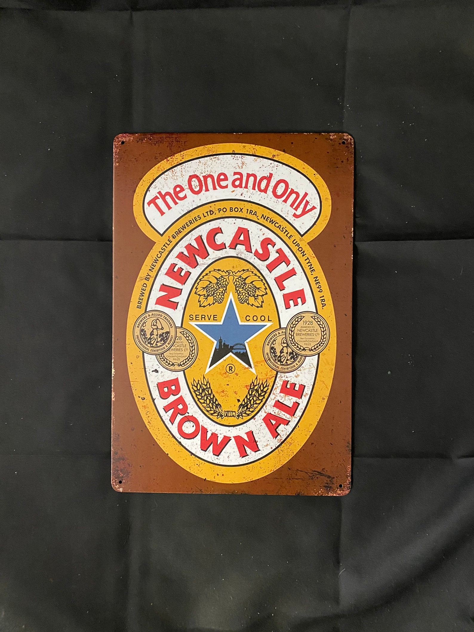 Newcastle Brown Ale Beer Vintage Antique Collectible Tin Sign Etsy
