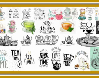 Tea Time Digital Image: Wall Decor, Placemats (11x17)