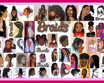 Braids Art Print: Hair Style Illustrations (Digital Image)
