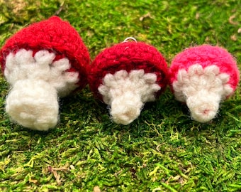 Mushroom Crochet Earrings | 3 SIZES | Dangly Crochet Mushroom Earrings