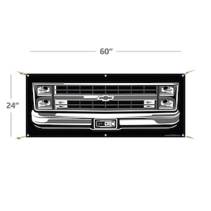 1985-1987 C10 Truck – STRONG Quality Banner – Chevrolet Sign Silverado Auto Man Cave Art Grille Garage Men Gifts Wall Decor Print