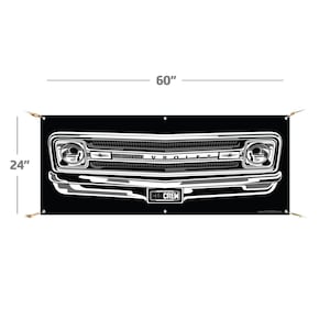 1969-1970 C10 Truck – STRONG Quality Banner – Chevrolet Sign Silverado Auto Man Cave Art Grille Garage Men Gifts Wall Decor Print