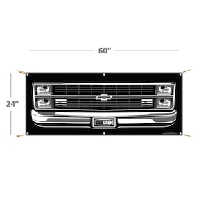 1983-1984 C10 Truck – STRONG Quality Banner – Chevrolet Sign Silverado Auto Man Cave Art Grille Garage Men Gifts Wall Decor Print