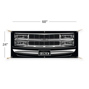 1994-1998 OBS Truck – STRONG Quality Banner – Chevrolet Sign C10 Auto Man Cave Art Grille Garage Men Gifts Wall Decor Print