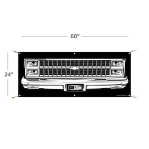 1981 C10 Truck (double lights)– STRONG Quality Banner – Chevrolet Sign Silverado Auto Man Cave Art Grille Garage Men Gifts Wall Decor Print