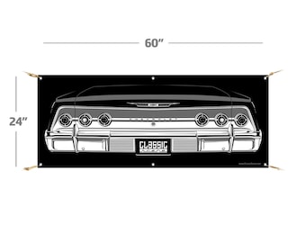 1962 Chevy Impala (Rear) – STRONG QUALITY BANNER – Chevrolet Sign Car Auto Man Cave Art Grille Garage Men Gifts Wall Decor Print