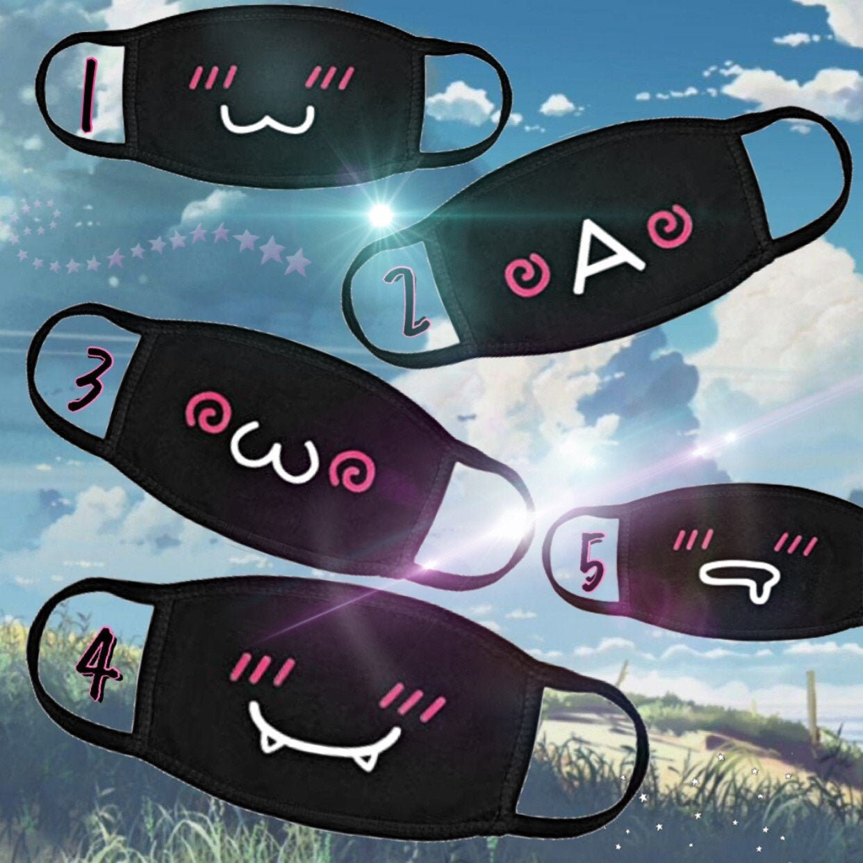 Cute Anime Kawaii mask 1 piece Etsy